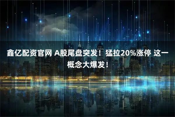 鑫亿配资官网 A股尾盘突发！猛拉20%涨停 这一概念大爆发！
